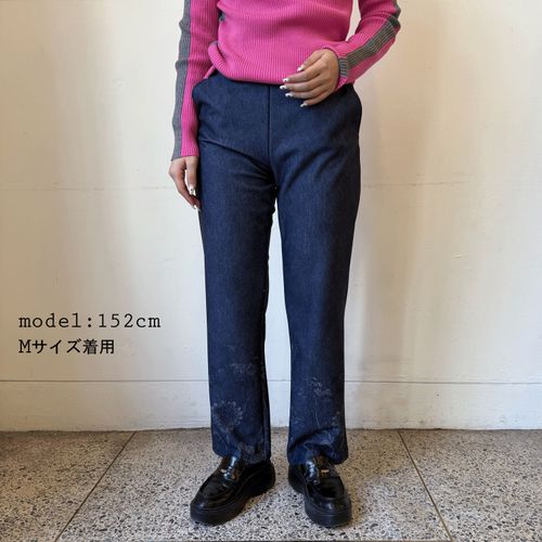 橘高
裏起毛京プリントデニム花柄パンツ