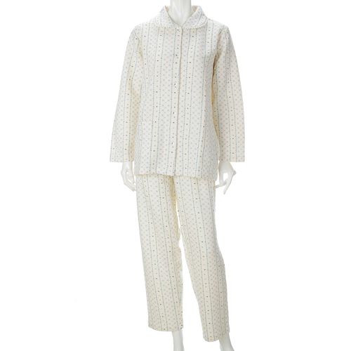 美竹
裏綿ソフトキルト ストライプ花柄シャツパジャマ