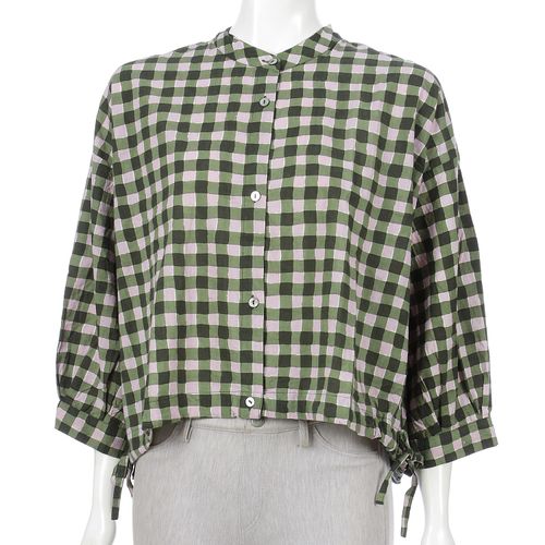 カリネ
ギンガムチェック裾ドロストバンドカラーシャツ