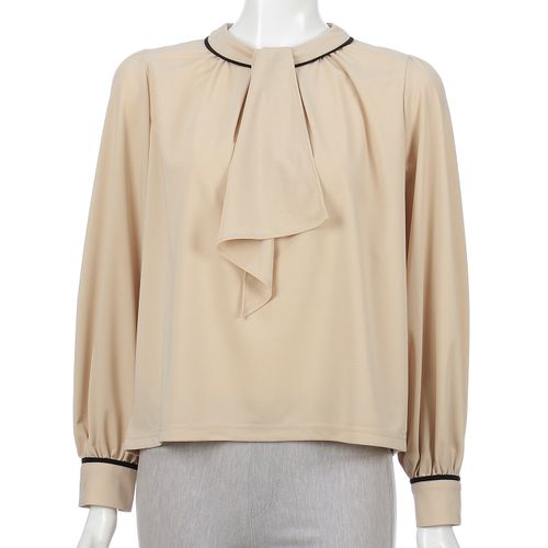 外与
棒タイ使い配色ブラウス