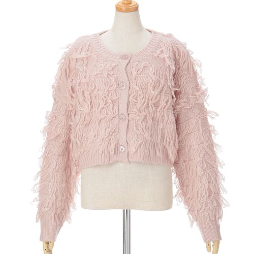 リブ
トリプルルンド モヘアタッチループフリンジカーディガン