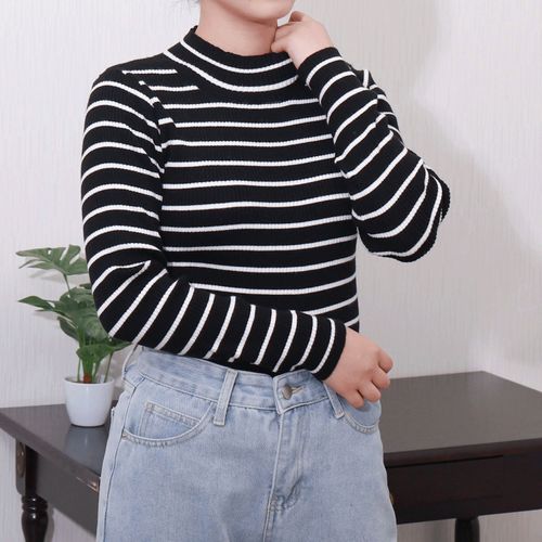 リブ
マーブルワルツ リブボーダー肩ボタンプルオーバー