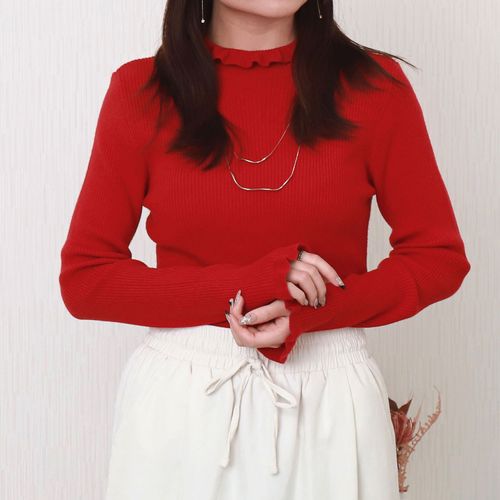 リブ
マーブルワルツ 12Gリブ襟フリルニット