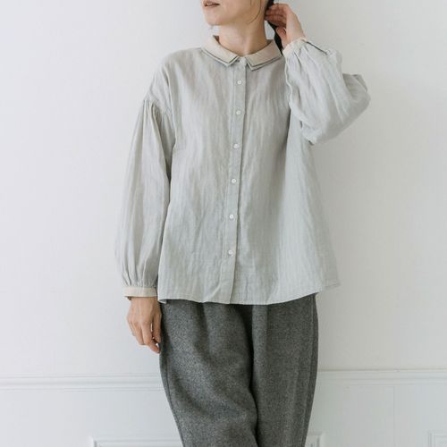ピープル
Crea delice コットンWガーゼ2枚襟ボリューム袖ブラウス