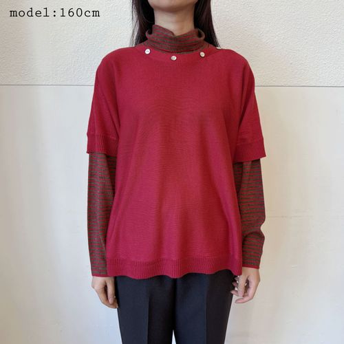 シシエス
衿釦プルオーバーとボーダープルオーバーのアンサンブル