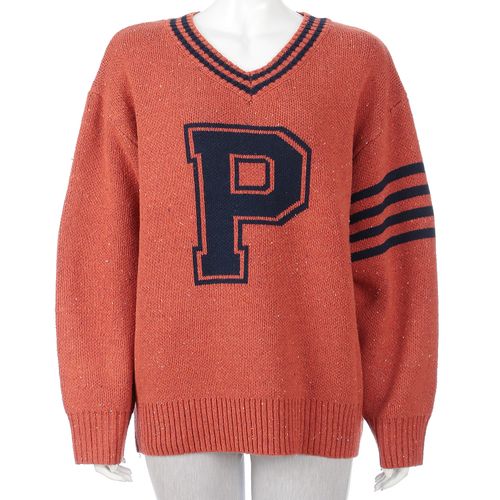 オーセンティック
CUBE SUGAR PEANUTS （ ピーナッツ ） ネップヤーン ライン入り Vネック プルオーバー ニット