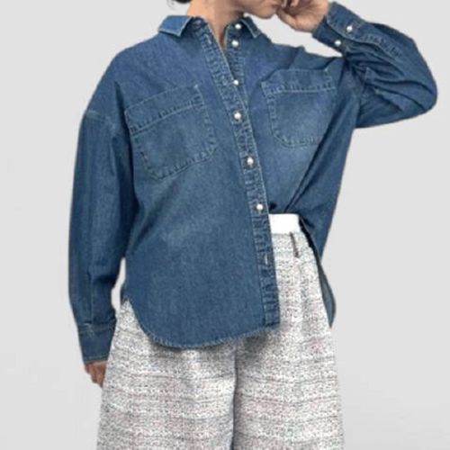 ブルーベル
QTUMU デニムパール釦シャツ