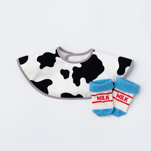 654016



ふじや
ソックス＆スタイ ミルク柄セット