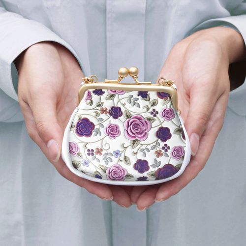 絹館
浅草文庫 革バラ柄がま口