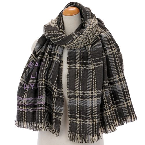 佳雅
チェックリバーシブルロゴプリントストール