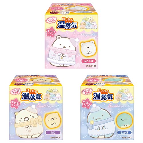 4902407330659







白元アース
リラックスゆたぽん てのりタイプ ほぐれる温蒸気 すみっコぐらし