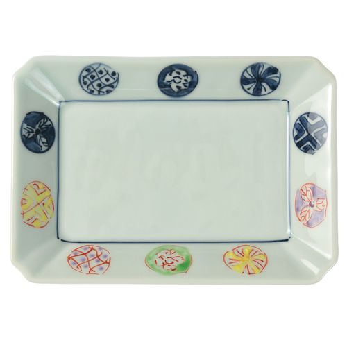 陶もと
染錦丸紋 長角皿