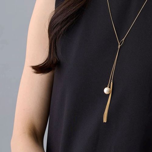 小川
日本製 タッセルパールロングネックレス