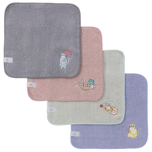 ウェーブ
日曜日のネコ 無撚糸パイルアップリケ刺繍ハンカチ