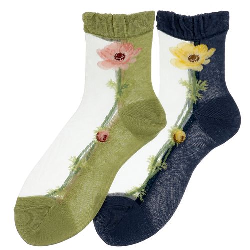 桑メリヤス
シースルーソックス シルク混 一輪アネモネ