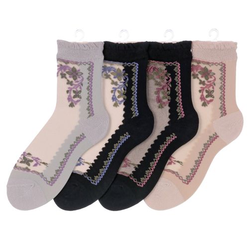 ヤマモトソックス
シースルーソックス 花と幾何