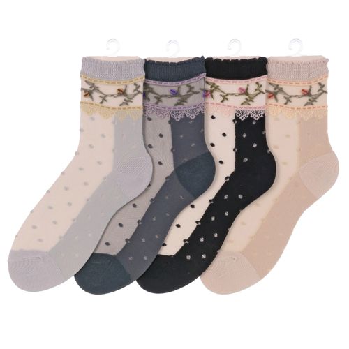 ヤマモトソックス
シースルーソックス 花レース水玉