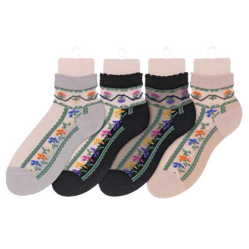 ヤマモトソックス
シースルーソックス ショート丈 カラフル花柄