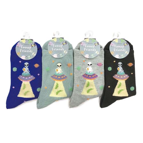 アシスト
STREAM Funny Friends ビール宇宙人 刺しゅう クルー丈 靴下