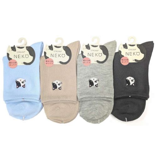 アシスト
STREAM ぶちネコ 刺しゅう ロークルー 靴下