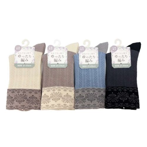 アシスト
STREAM ゆったり編み レース柄 クルー丈 靴下