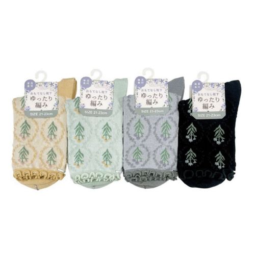 アシスト
STREAM ゆったり編み フレーム花総柄 クルー丈 靴下