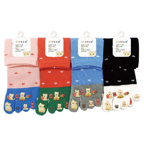 アシスト
STREAM 5本指 本好きねこ クルー丈 靴下