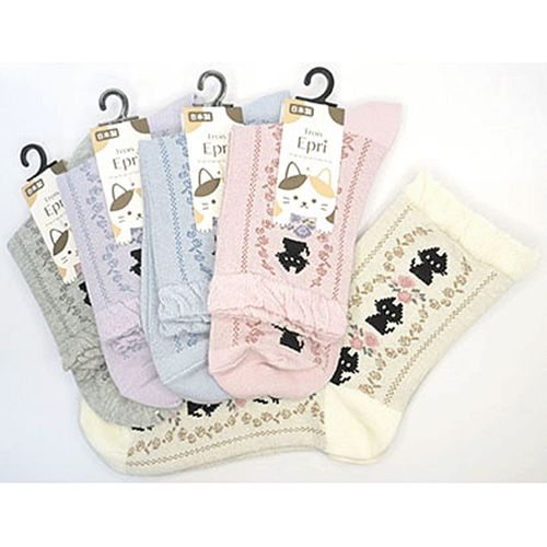 キングオリジナル
クルーソックス スパイラル縦ライン猫