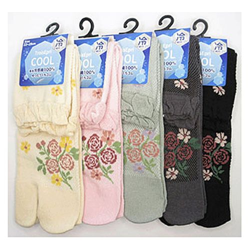 キングオリジナル
足袋 冷感 総メッシュ＋花柄ワンポイント