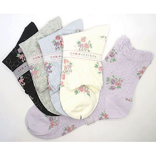 キングオリジナル
クルーソックス テグスメッシュ薔薇と総柄