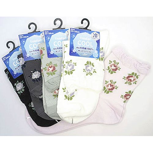 キングオリジナル
クルーソックス 冷感 総メッシュ バラ柄