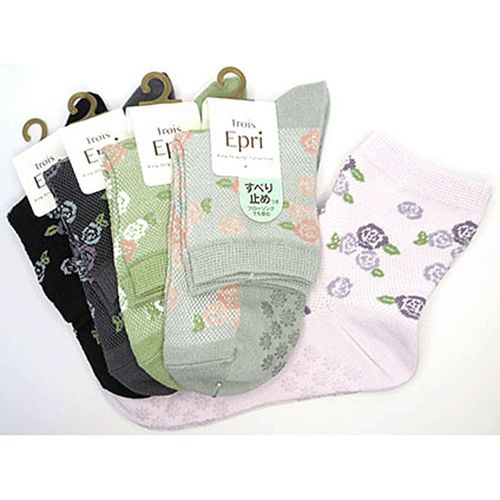 キングオリジナル
クルーソックス バラ柄 滑り止め付き