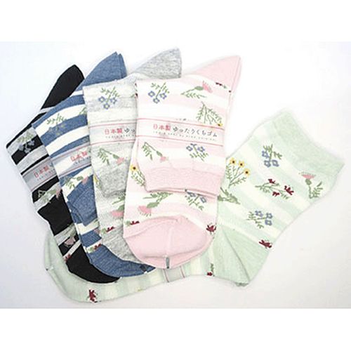 キングオリジナル
クルーソックス 総メッシュ ボーダー花柄