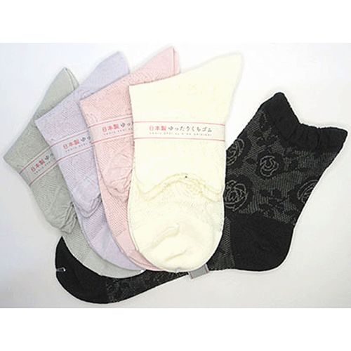 キングオリジナル
クルーソックス 小寸（21－23cm） テグスメッシュ薔薇柄