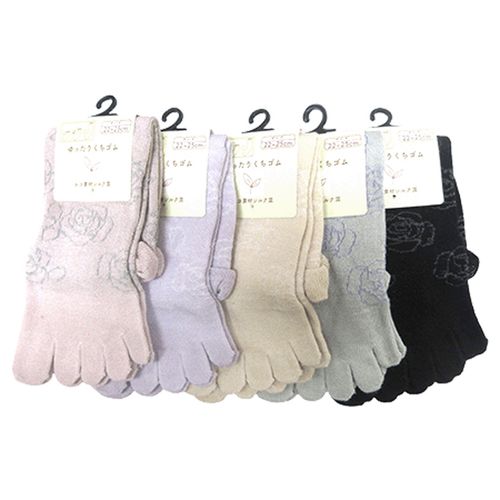 キングオリジナル
クルー丈 5本指 シルク混 スパイラル薔薇柄