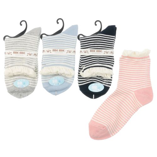 モモステーション
クルー 履き口フリル ボーダー 靴下