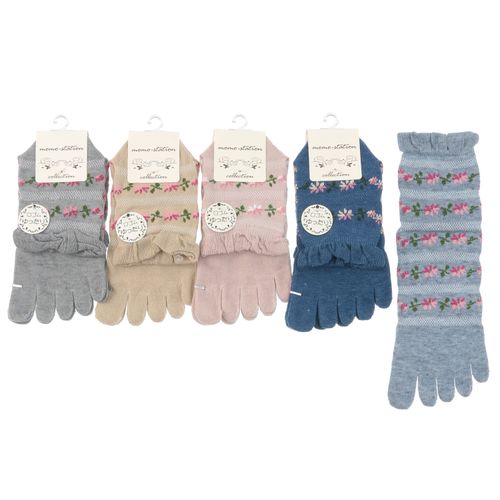 モモステーション
5本指 クルー 花ライン 靴下