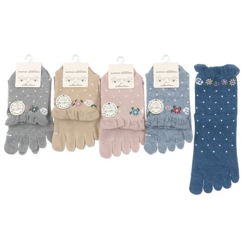 モモステーション
5本指 クルー 花ドット 靴下