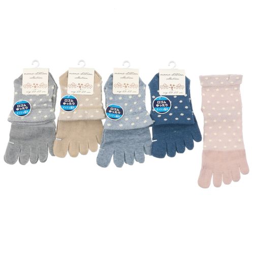 モモステーション
5本指 クルー メッシュ ドット柄 靴下