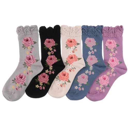 キングオリジナル
ギュレ レーヨンシルク混 大バラ柄 靴下