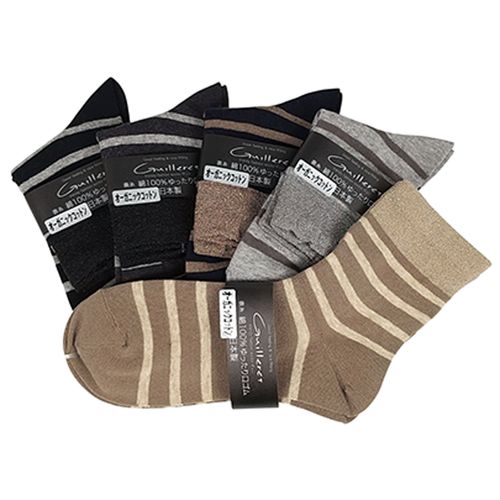 キングオリジナル
ギュレ オーガニックコットン トップラメ ボーダー柄ソックス