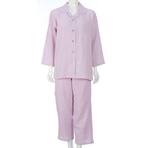 美竹
婦人 綿100％楊柳ダブルガーゼシャツパジャマ