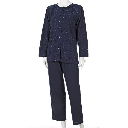 美竹
婦人 天竺ドット柄 猫刺繍 前開きパジャマ