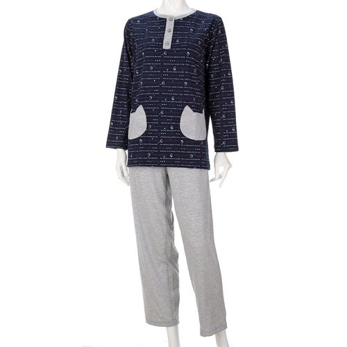 美竹
婦人 天竺猫ボーダーかぶりパジャマ