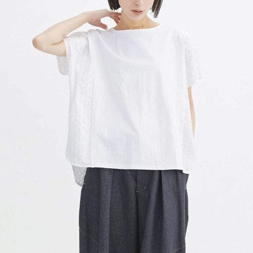 イコール
ATELIER EQUAL style コットン天竺ストライプレース切替プルオーバー