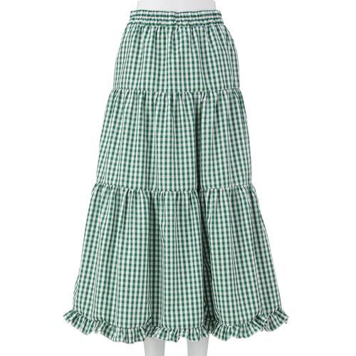 リブ
チャームベリーチック ギンガムチェック裾フリルティアードスカート