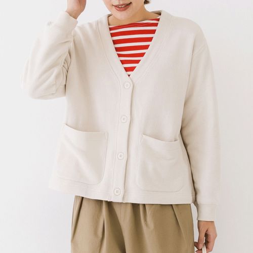 ピープル
Kermu コットンガーゼ裏毛バイカラーVネックカーディガン