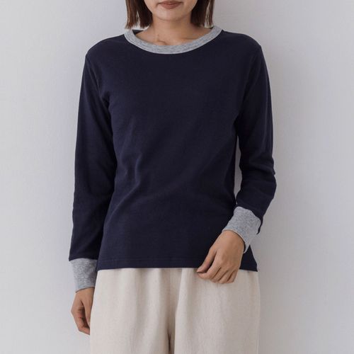 ピープル
Kermu コットン接結天竺バイカラー長袖Tシャツ