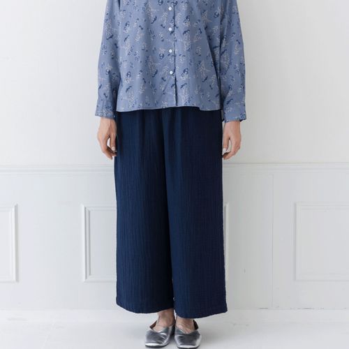 ピープル
Crea delice 接結ガーゼウエストゴムアンクル丈ワイドパンツ
