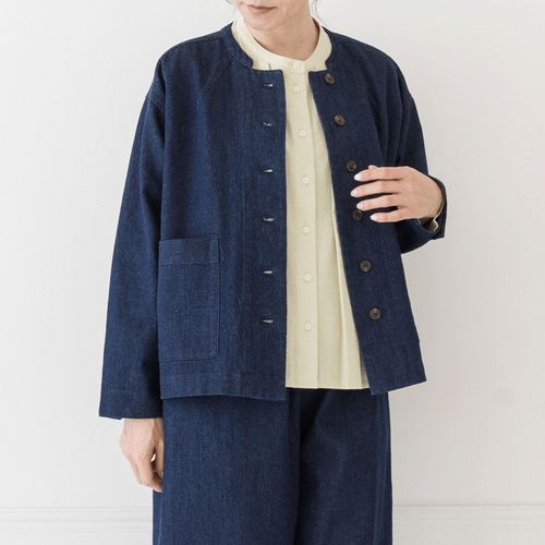 ピープル
Crea delice 綿麻デニムバンドカラージャケット